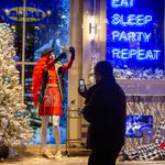 A photo of Bloomingdale's 2021 holiday window display